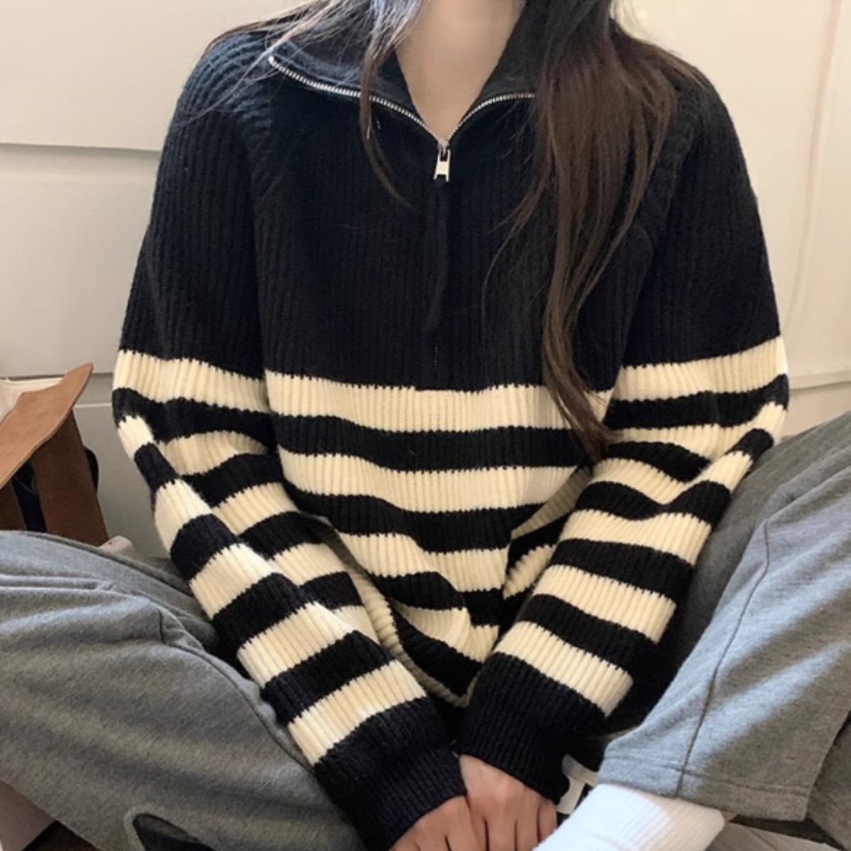 Knit/ハーフジップハイネックＢＤニット ST/No.27820