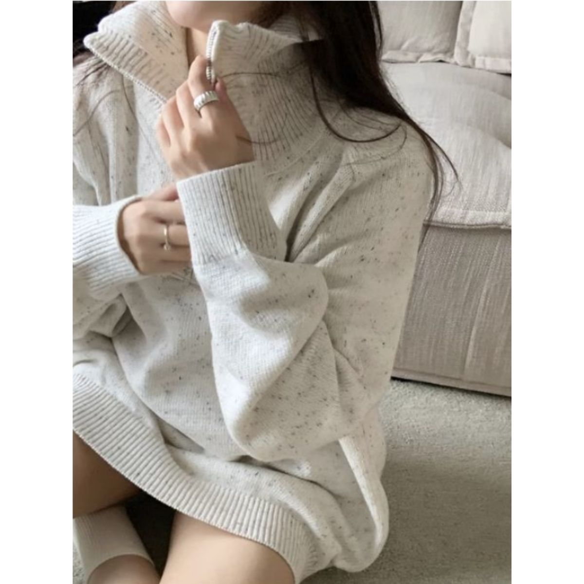 Knit/ハーフジップ杢ニットプルオーバー ST/No.27823