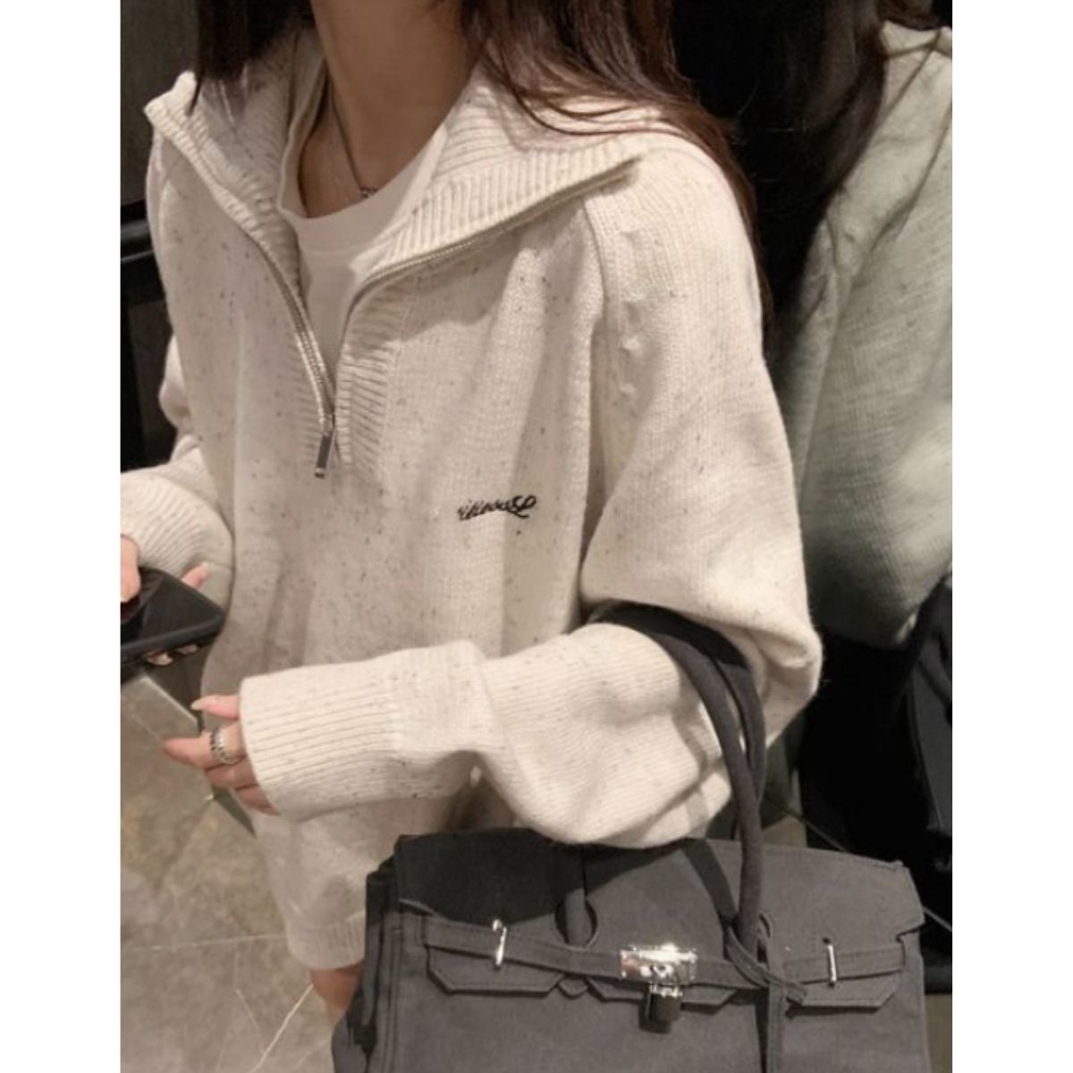 Knit/ハーフジップ杢ニットプルオーバー ST/No.27823