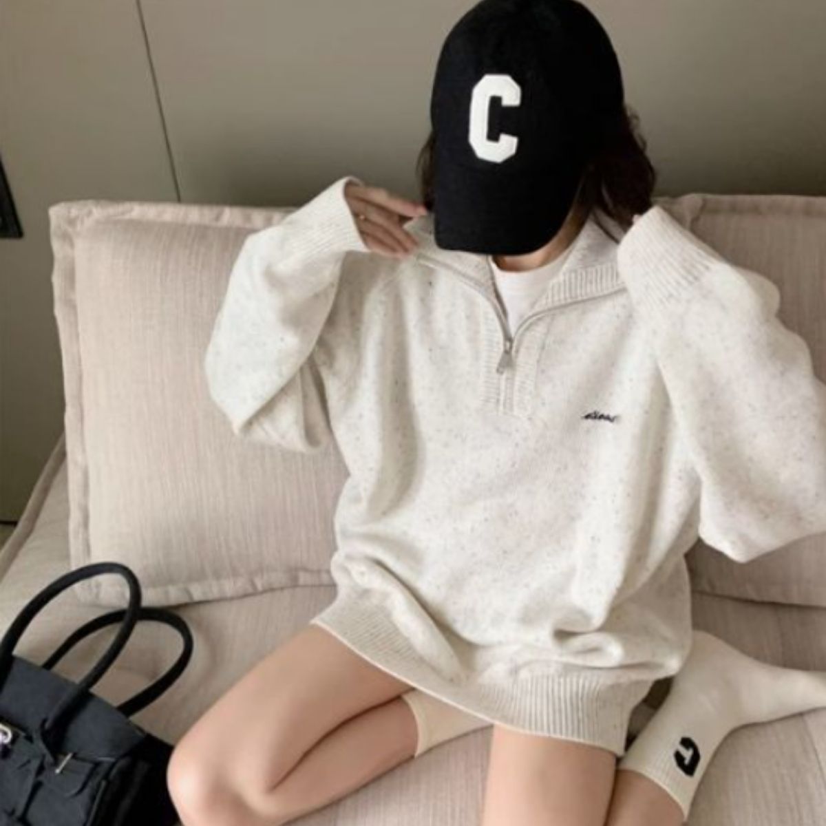 Knit/ハーフジップ杢ニットプルオーバー ST/No.27823