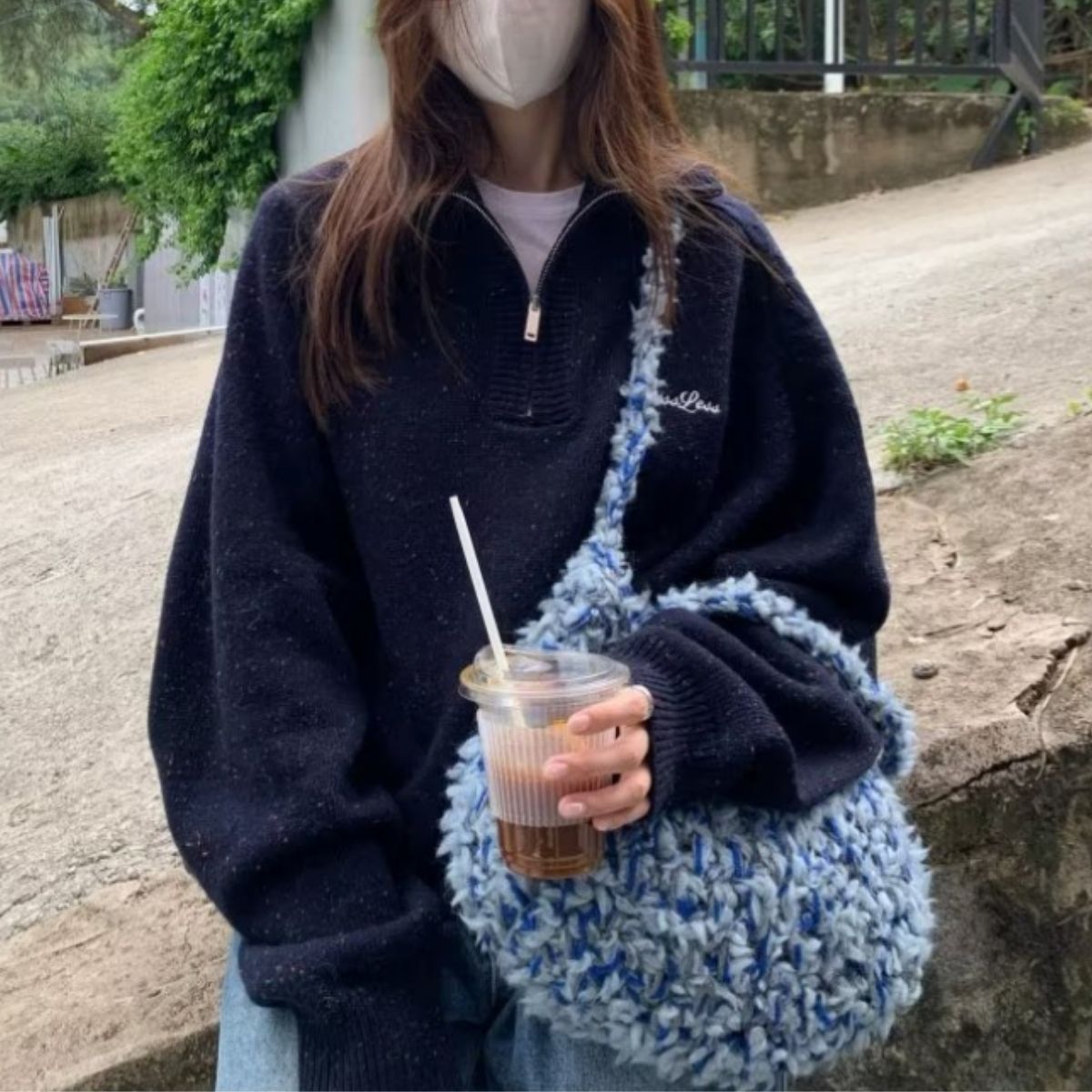 Knit/ハーフジップ杢ニットプルオーバー ST/No.27823