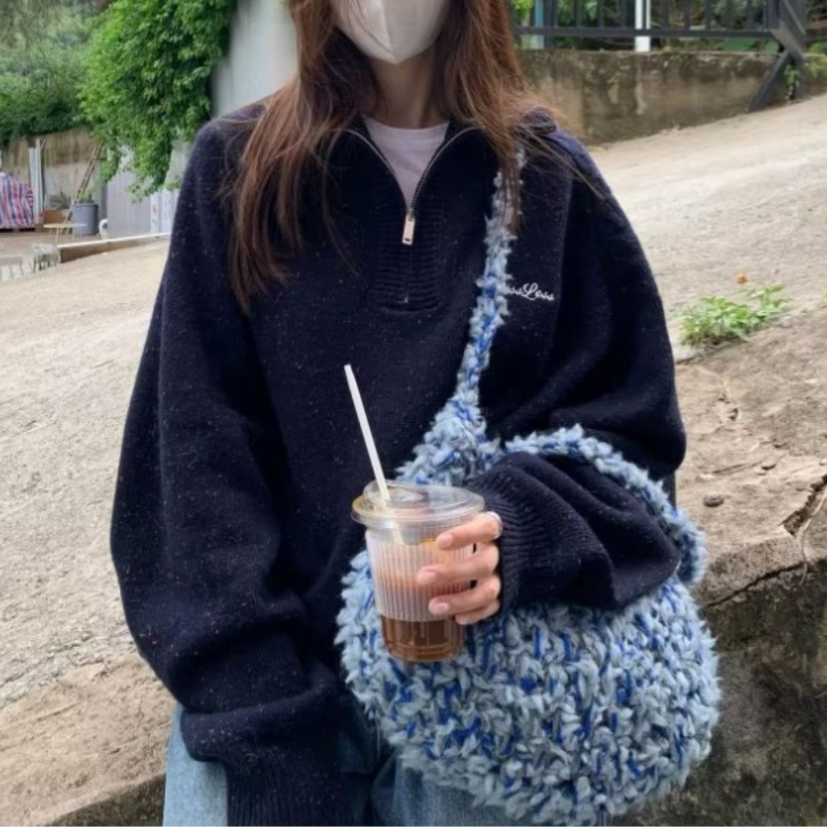 Knit/ハーフジップ杢ニットプルオーバー ST/No.27823