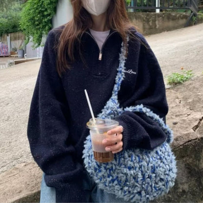 Knit/ハーフジップ杢ニットプルオーバー ST/No.27823