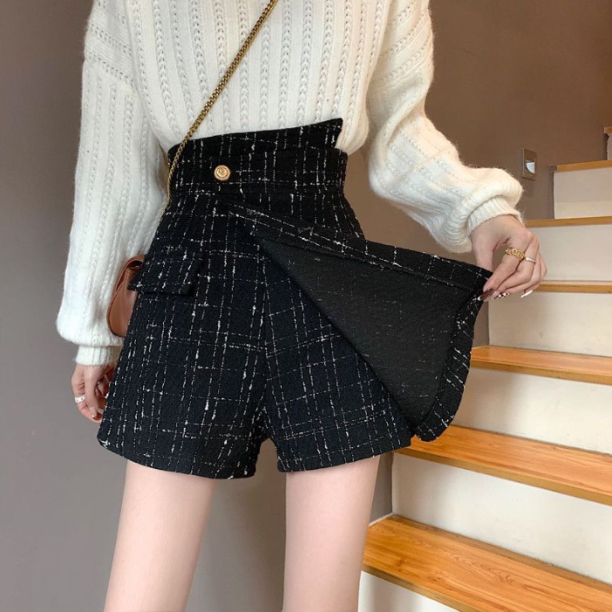 Pants/大人ツイードアシメショートパンツ ST/No.27825