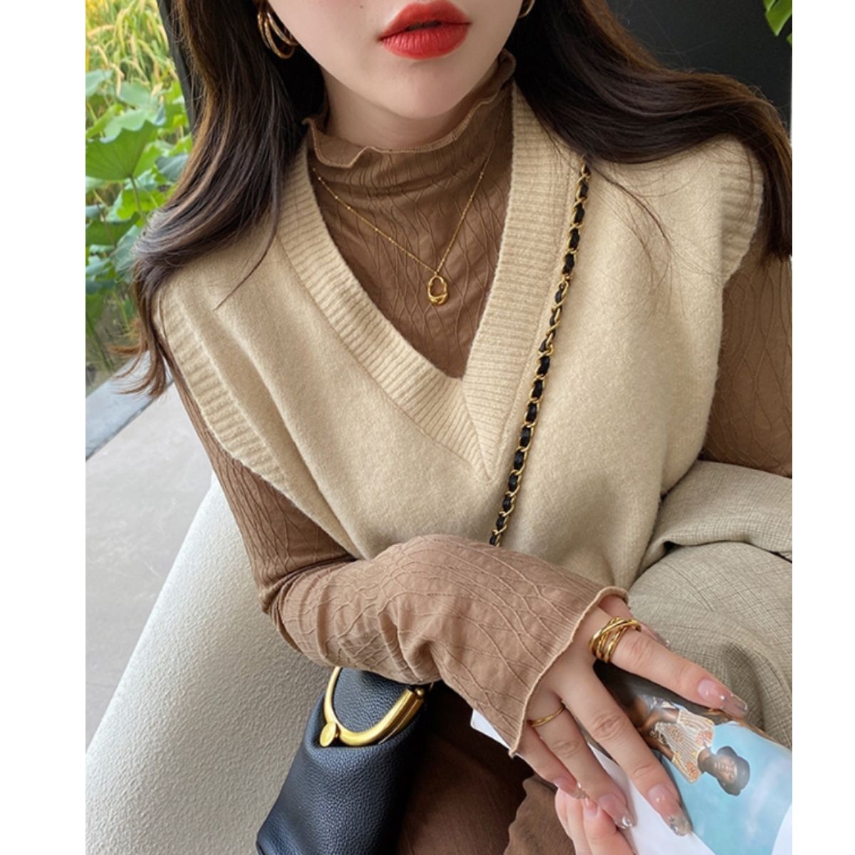 Blouse/ハイネックシアーウェーブトップス ST/No.27826