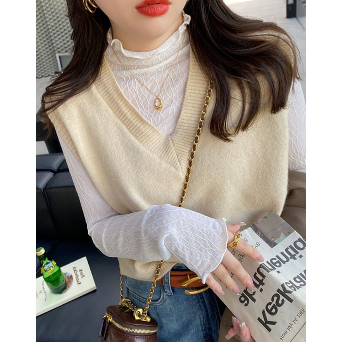Blouse/ハイネックシアーウェーブトップス ST/No.27826