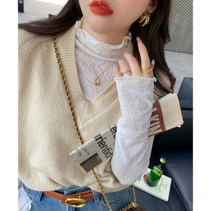 Blouse/ハイネックシアーウェーブトップス ST/No.27826