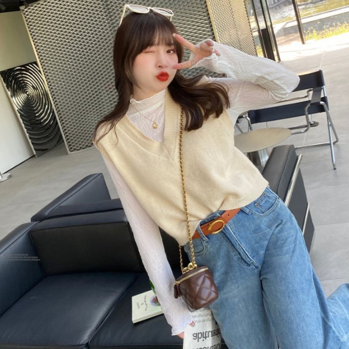 Blouse/ハイネックシアーウェーブトップス ST/No.27826