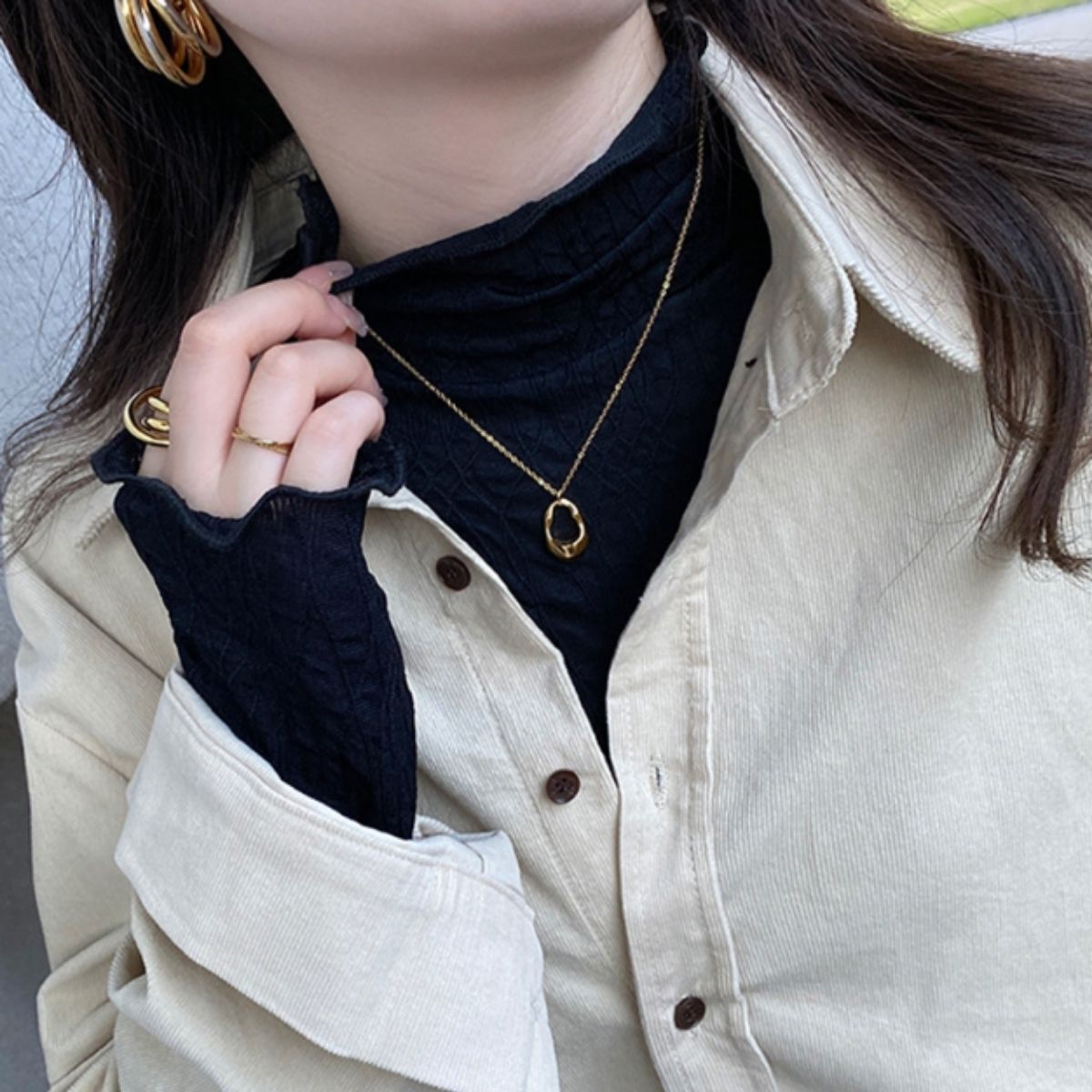 Blouse/ハイネックシアーウェーブトップス ST/No.27826