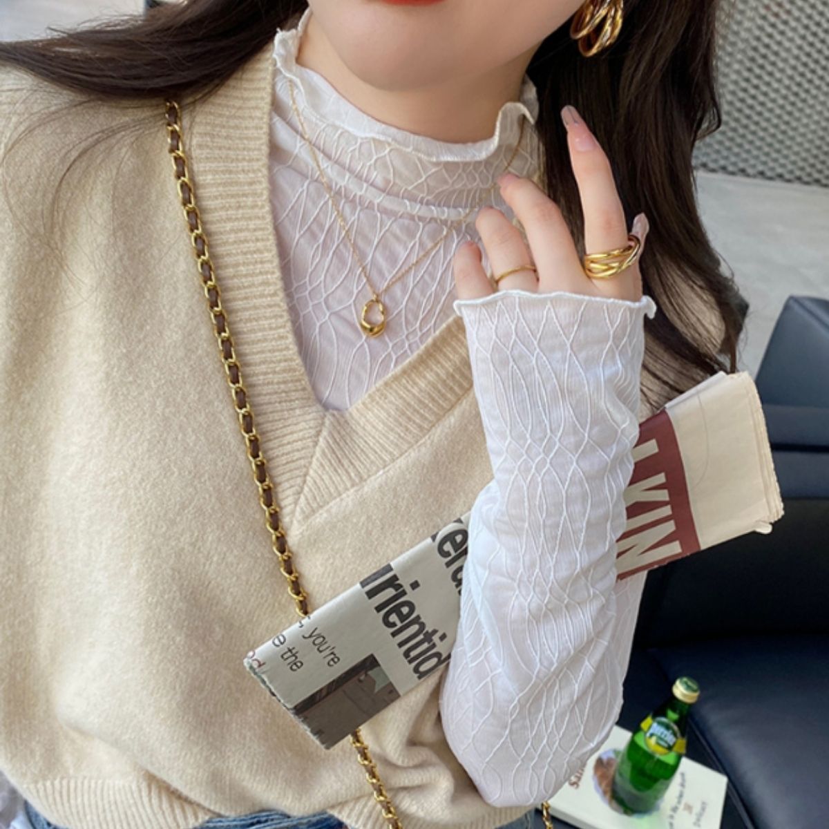 Blouse/ハイネックシアーウェーブトップス ST/No.27826