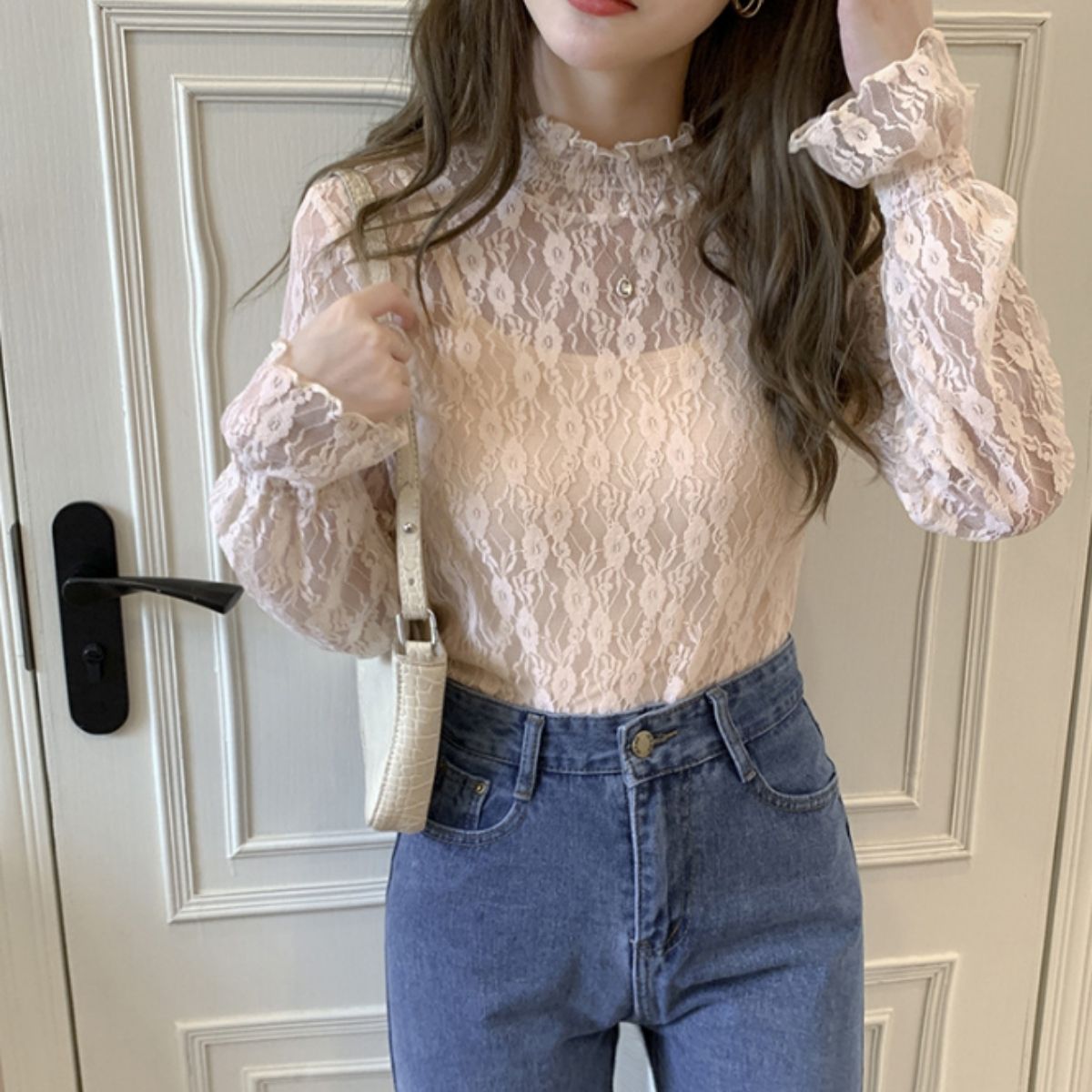 Blouse/ハイネックシアー小花長袖トップス ST/No.27828
