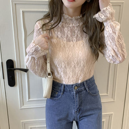 Blouse/ハイネックシアー小花長袖トップス ST/No.27828