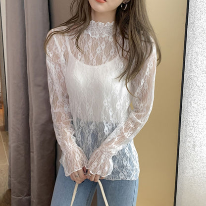 Blouse/ハイネックシアー小花長袖トップス ST/No.27828