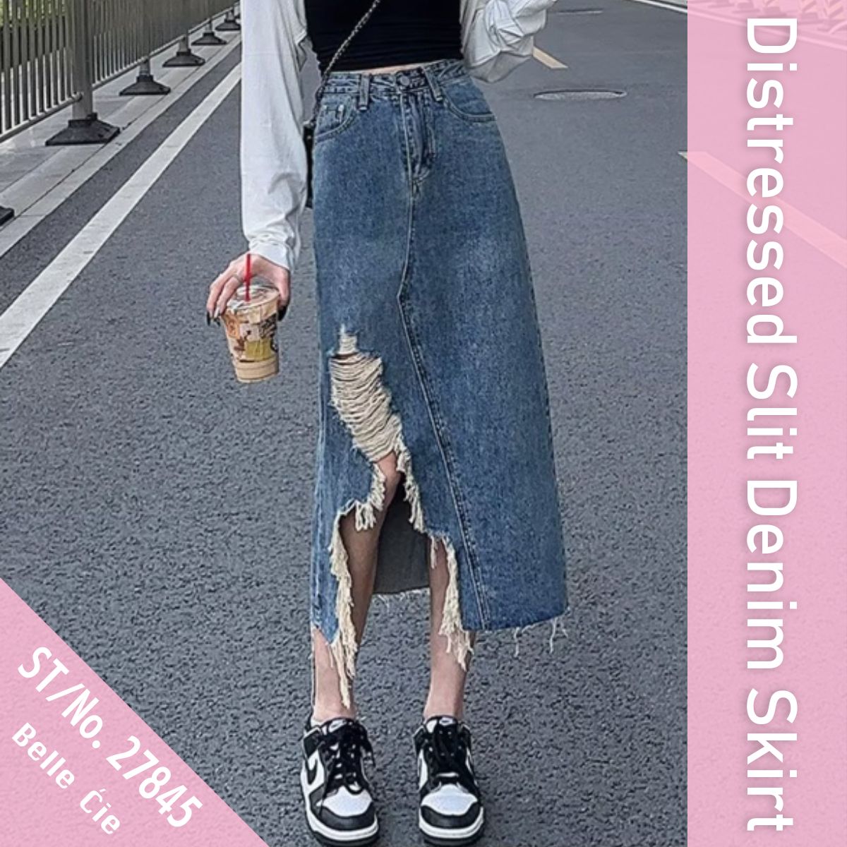 Skirt/ダメージスリットデニムスカート ST/No.27845