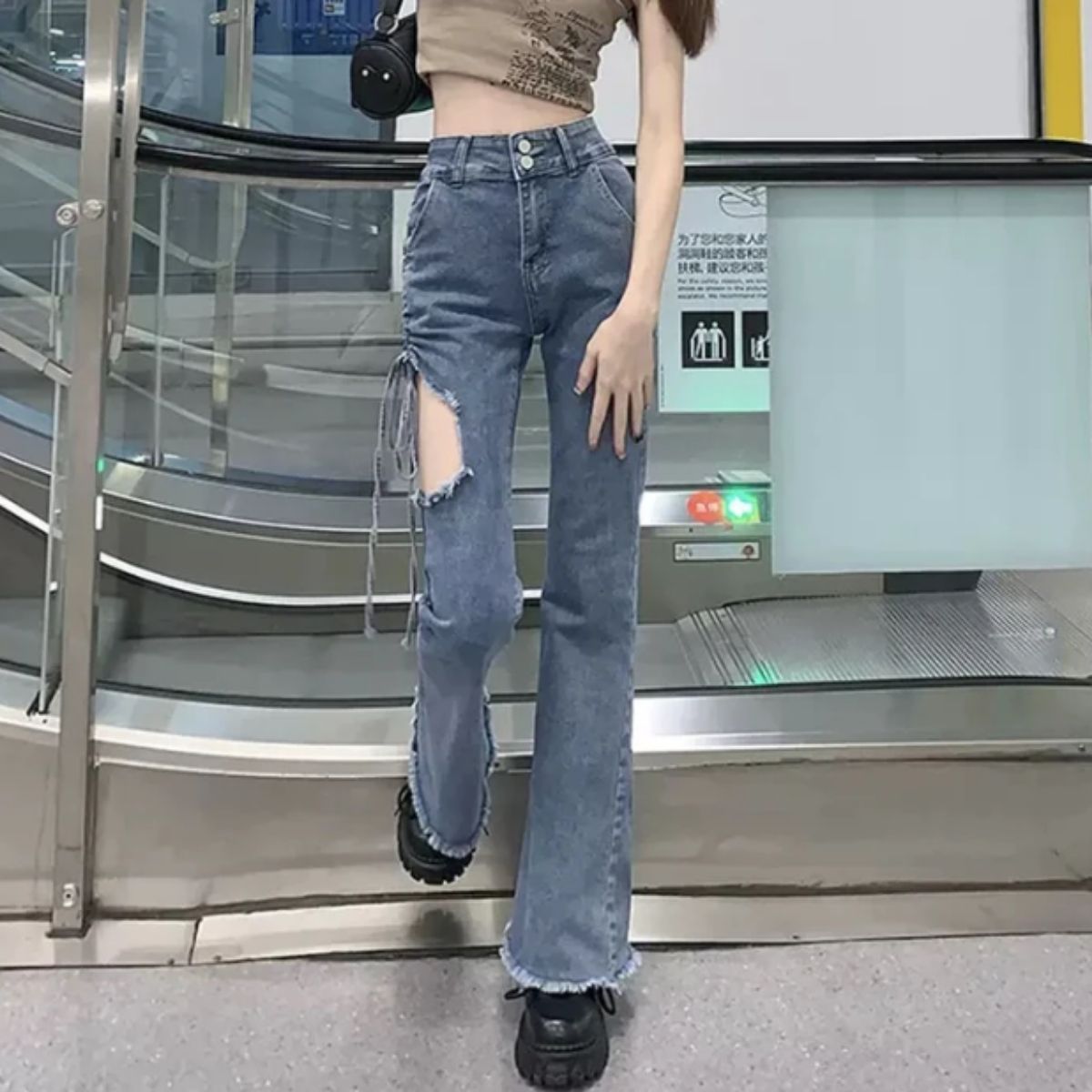 Pants/サイドカットデニムロングパンツ ST/No.27850