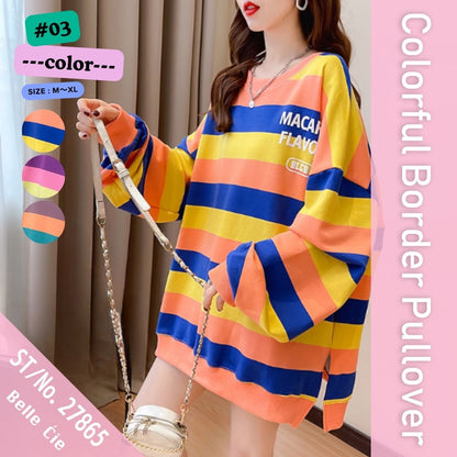 Tops/カラフルボーダープルオーバー ST/No.27865