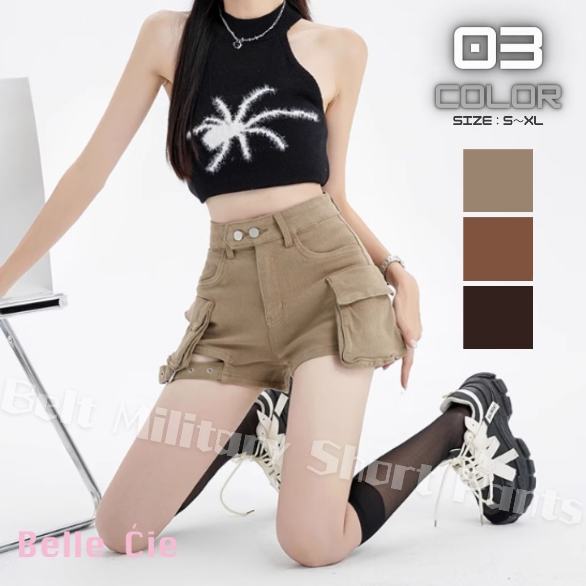 Pants/ベルトミリタリーショートパンツ ST/No.27871