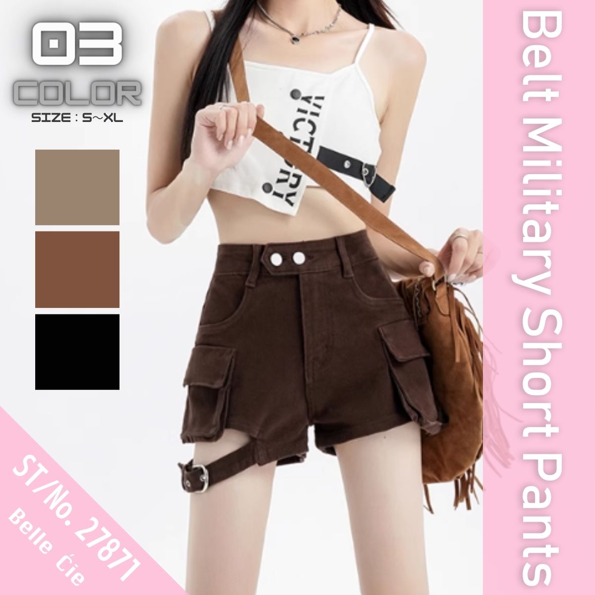 Pants/ベルトミリタリーショートパンツ ST/No.27871