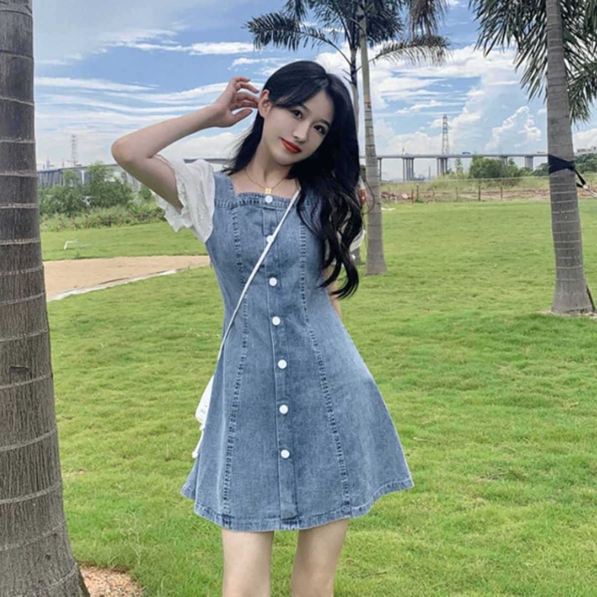 Dress/異素材スリーブデニムワンピース ST/No.27873