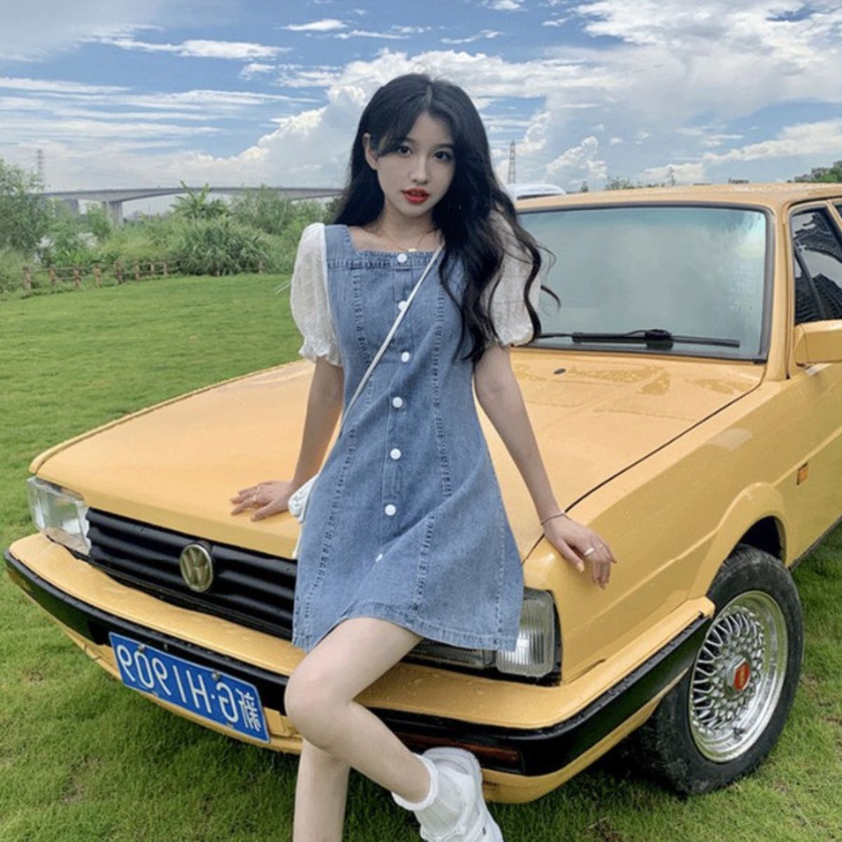 Dress/異素材スリーブデニムワンピース ST/No.27873