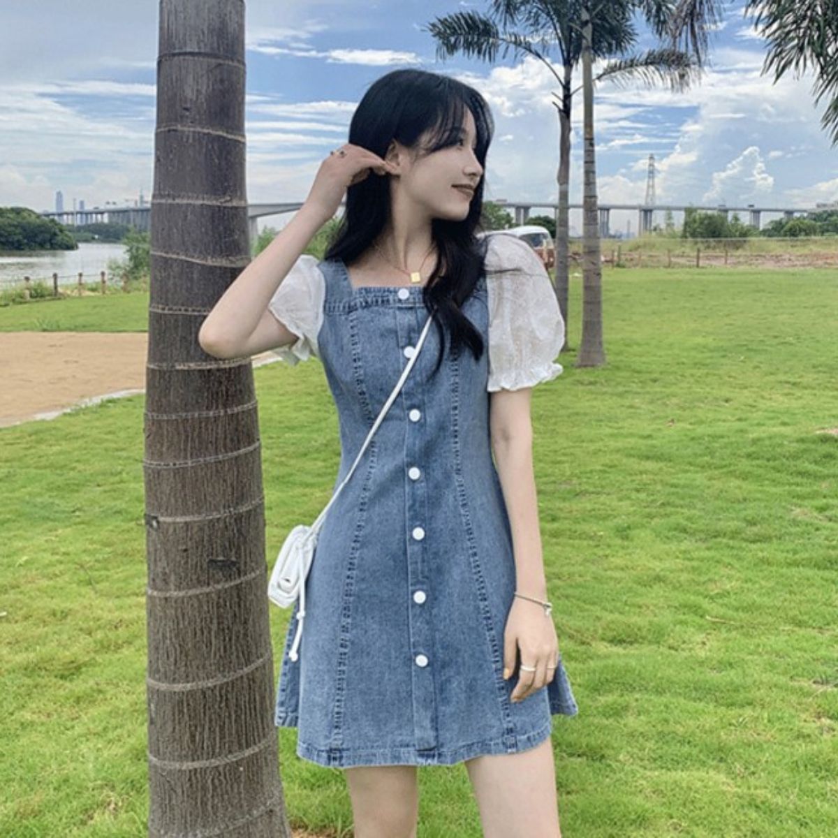 Dress/異素材スリーブデニムワンピース ST/No.27873