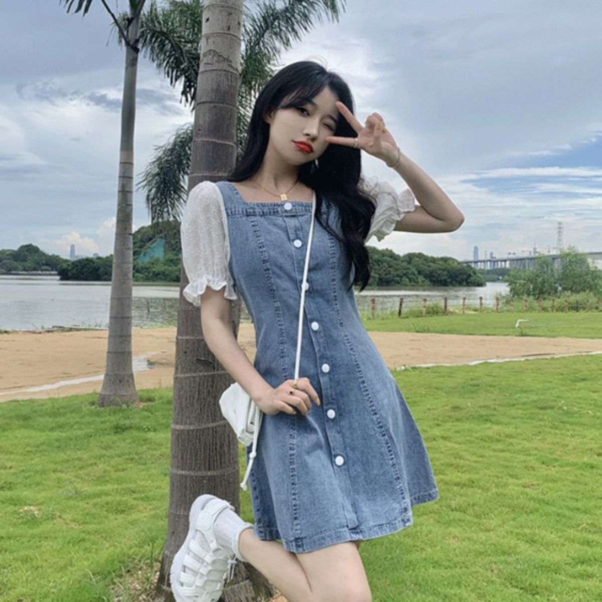 Dress/異素材スリーブデニムワンピース ST/No.27873