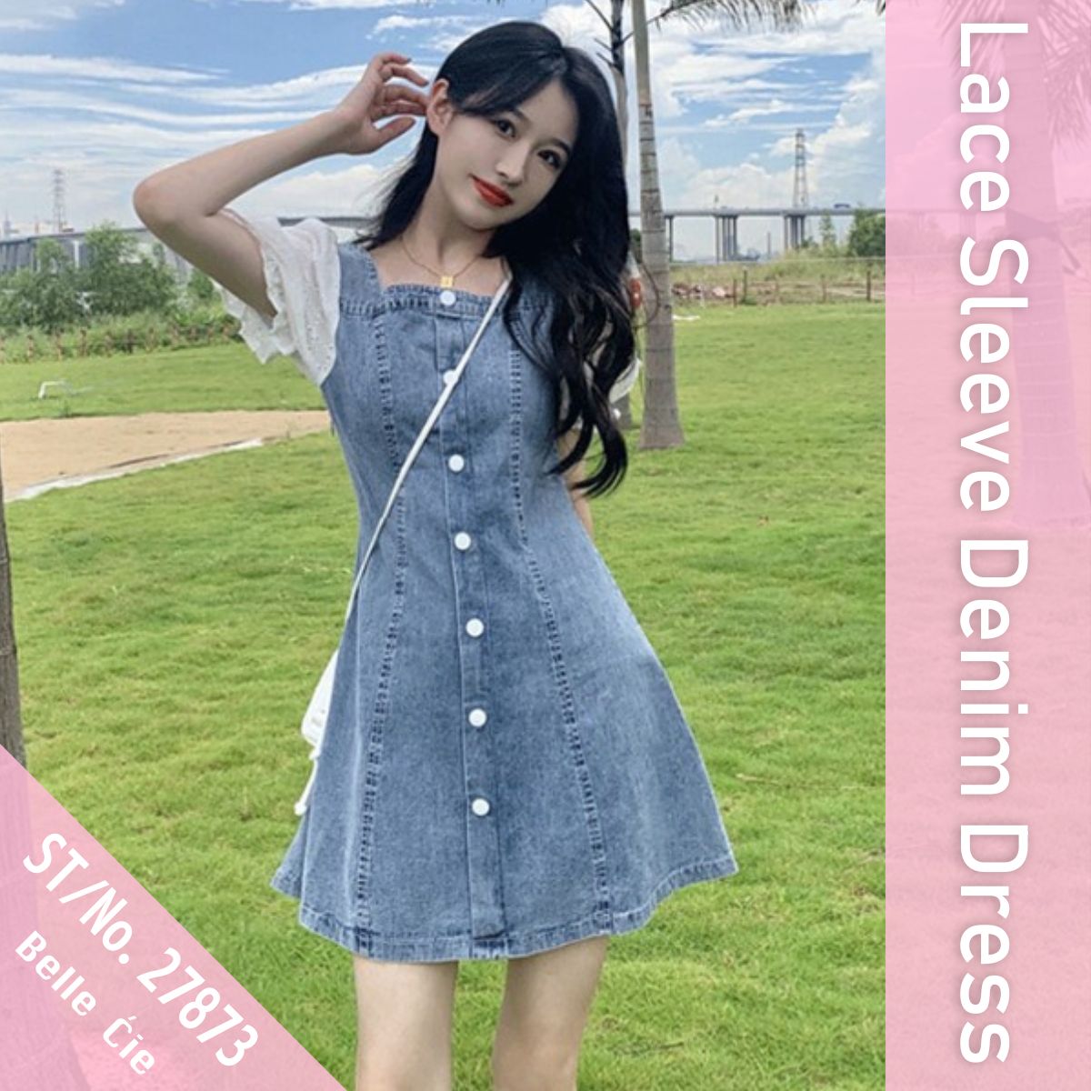 Dress/異素材スリーブデニムワンピース ST/No.27873