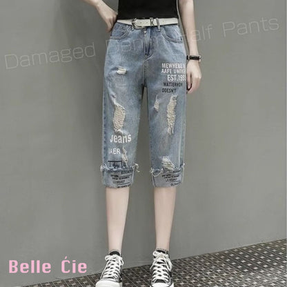 Pants/ダメージデニムハーフパンツ ST/No.27880