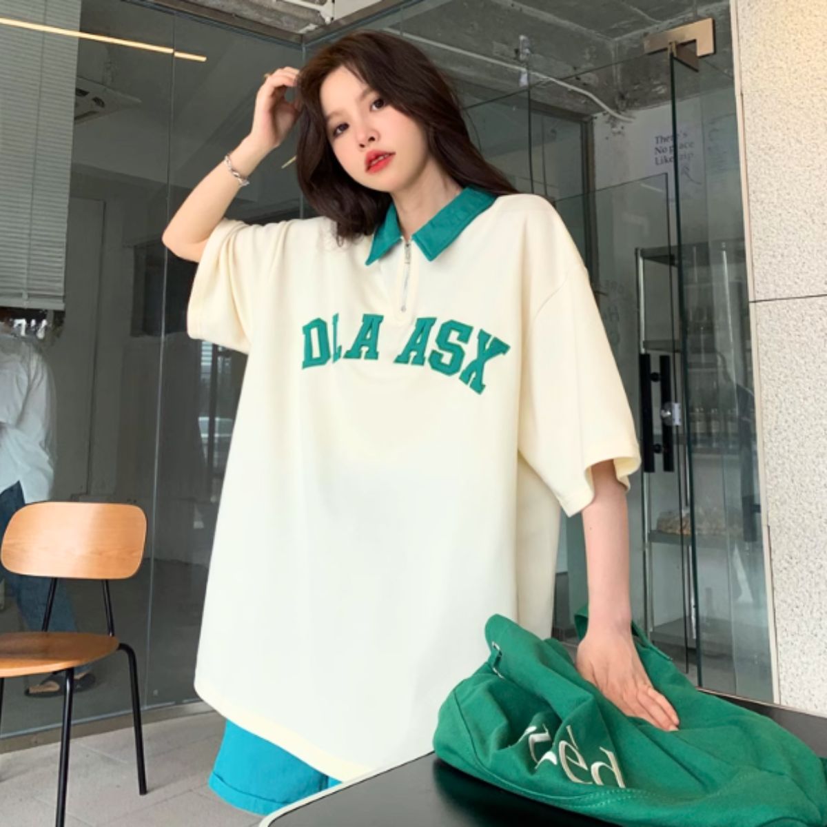 T-Shirts/半袖ハーフジップロゴTシャツ ST/No.27883