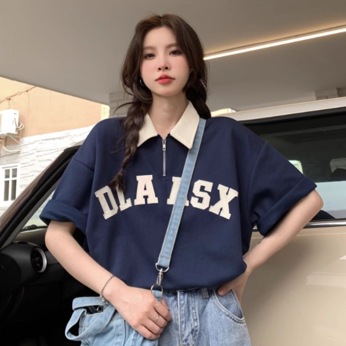 T-Shirts/半袖ハーフジップロゴTシャツ ST/No.27883