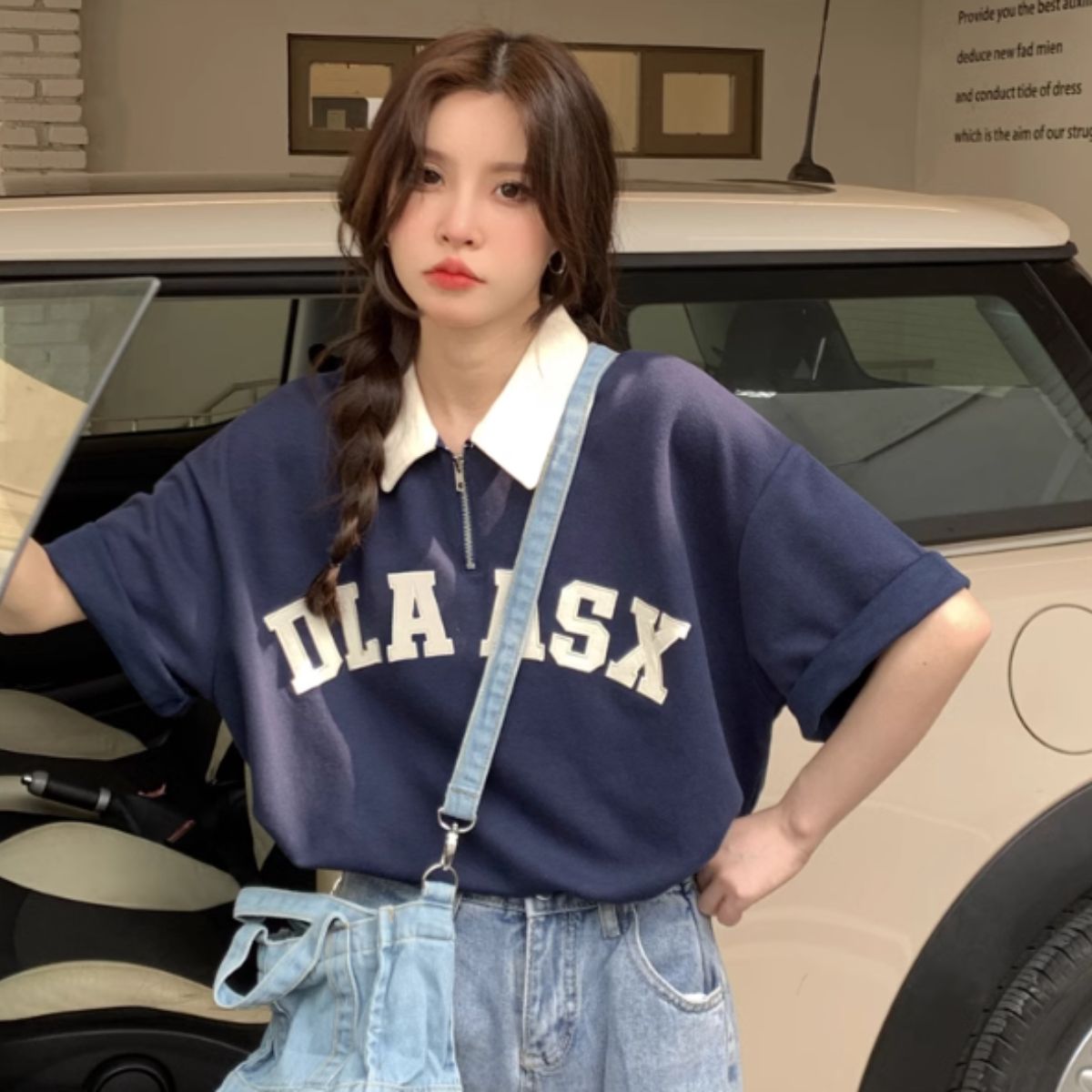 T-Shirts/半袖ハーフジップロゴTシャツ ST/No.27883