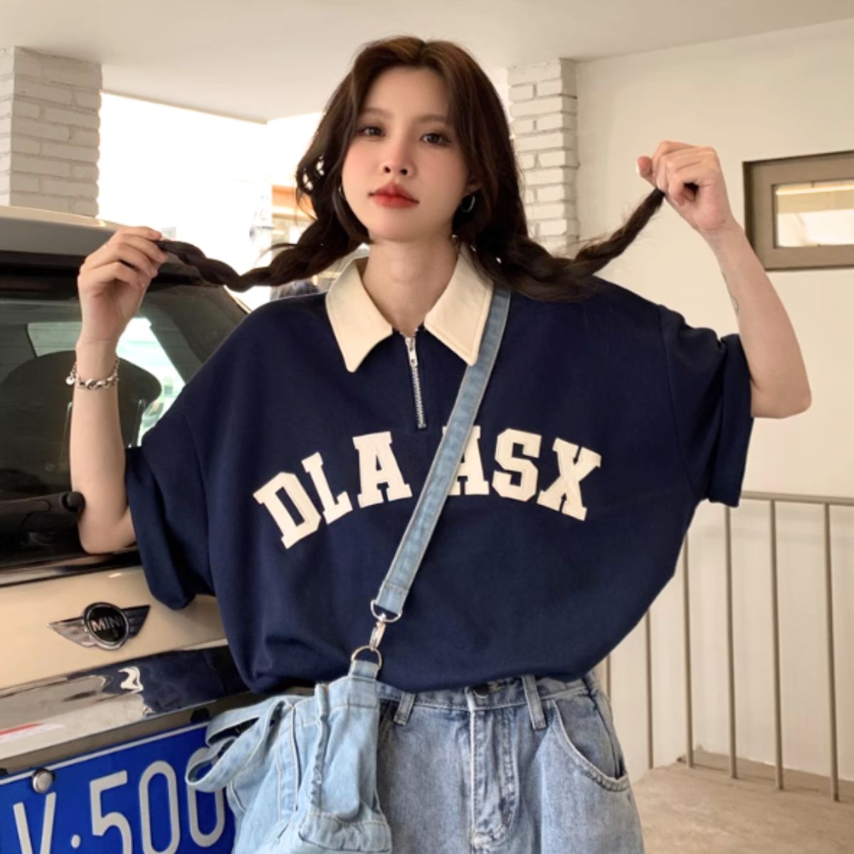 T-Shirts/半袖ハーフジップロゴTシャツ ST/No.27883