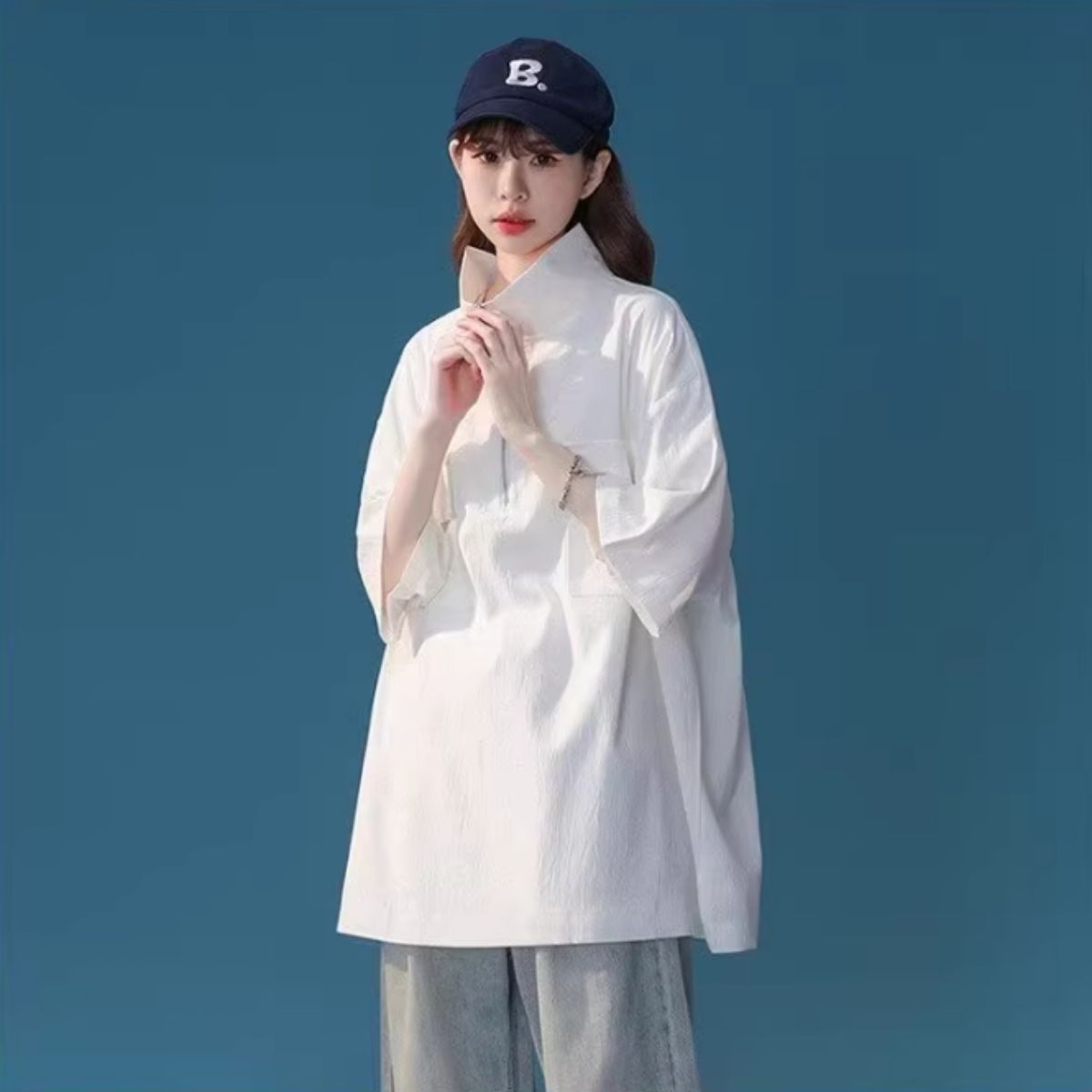 Blouse/ハーフジップビッグシルエットＴ ST/No.27886