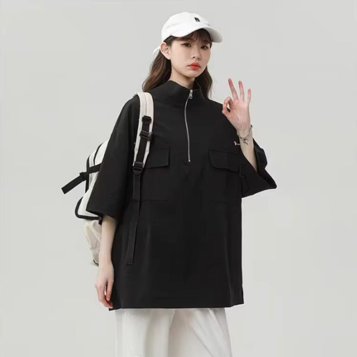 Blouse/ハーフジップビッグシルエットＴ ST/No.27886