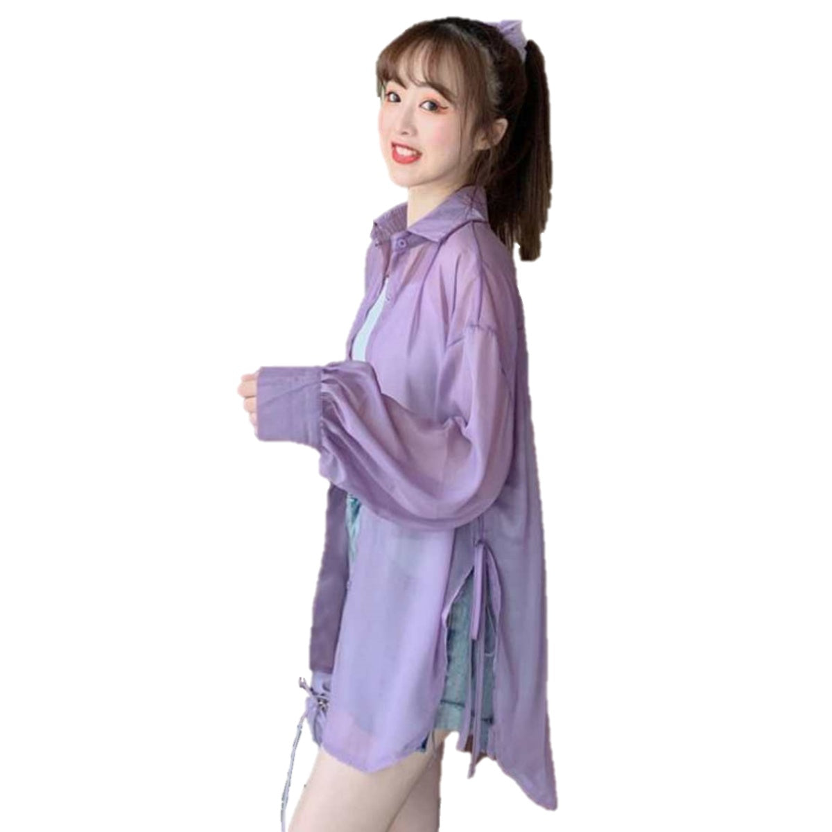 Tops/ シアーシャツ 脇リボン  ST/No.27261