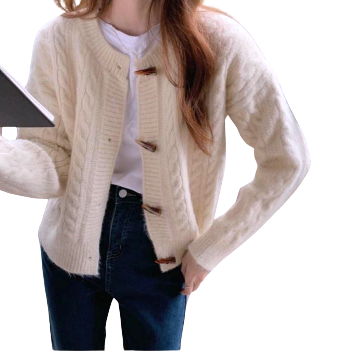 Knit/トグルボタンケーブルニットセーター ST/No.27367