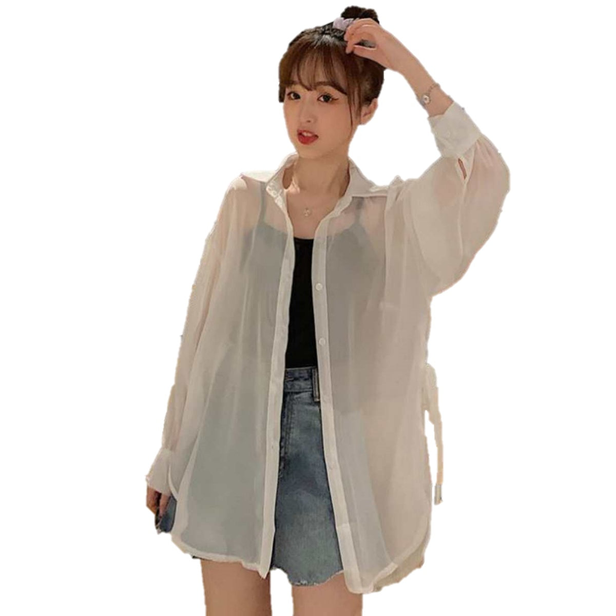 Tops/ シアーシャツ 脇リボン  ST/No.27261