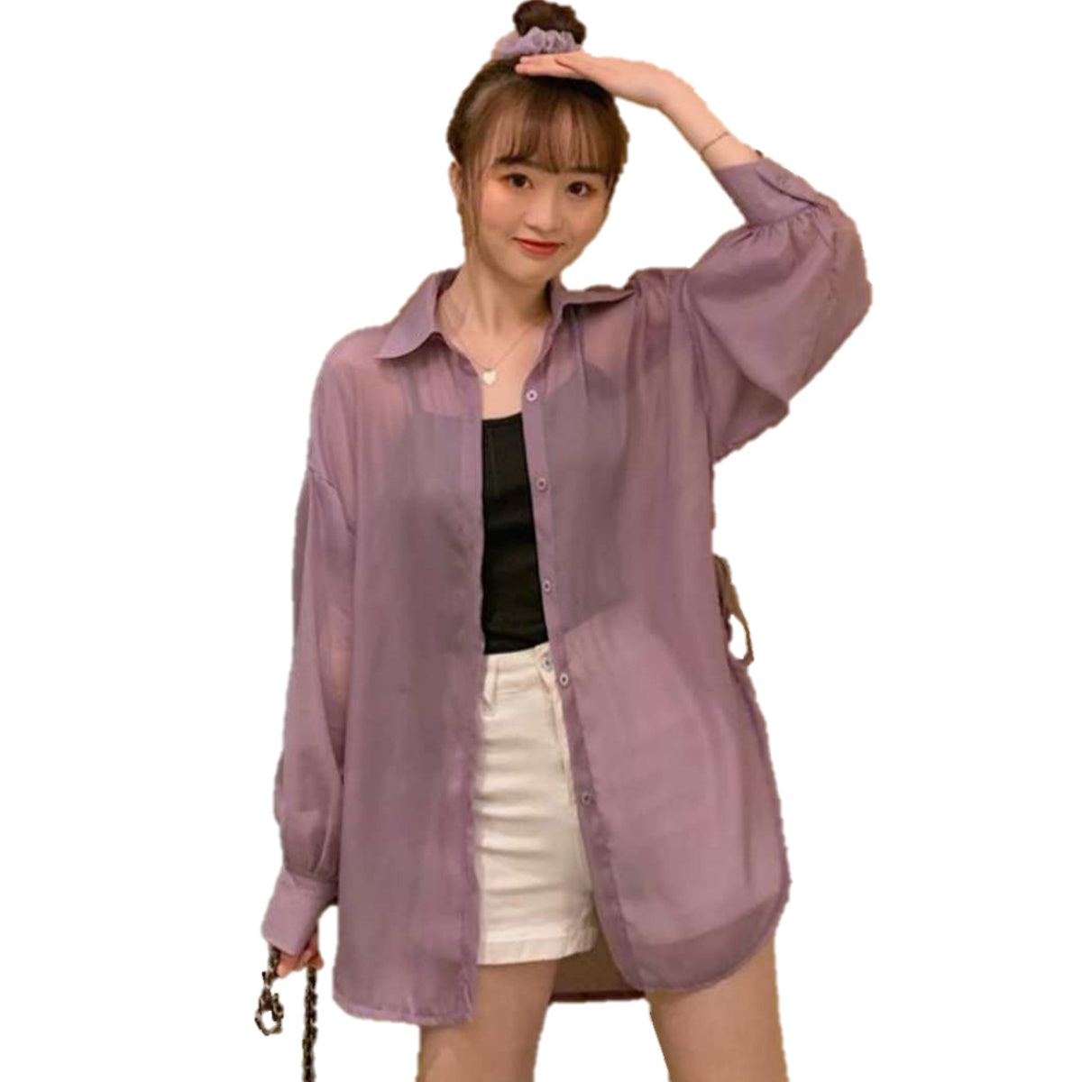 Tops/ シアーシャツ 脇リボン  ST/No.27261