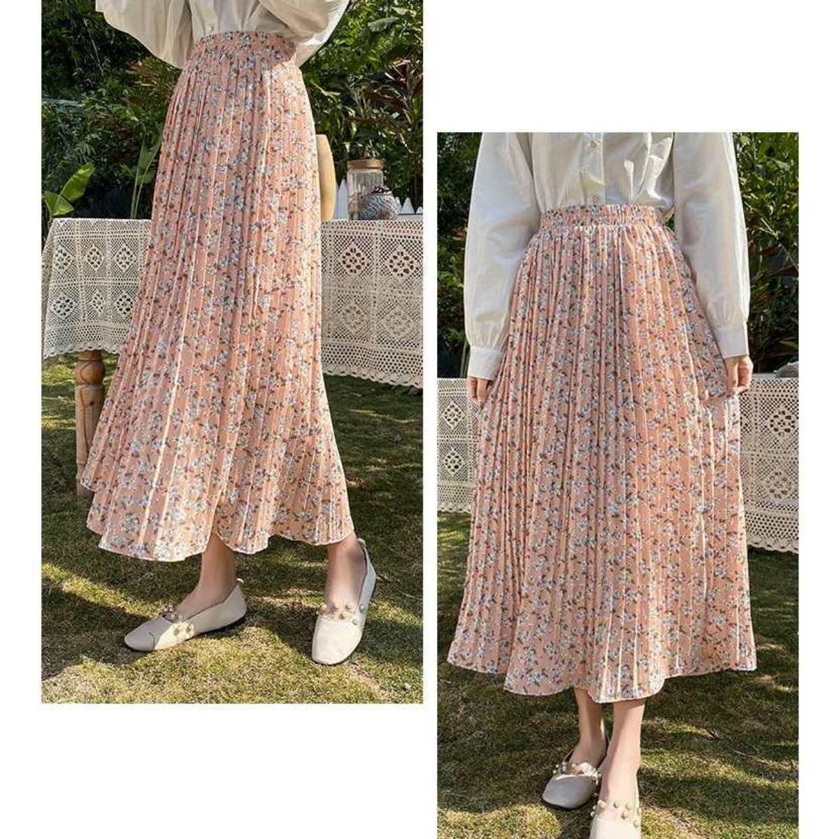 Skirt/小花柄プリーツスカート ST/No.27325