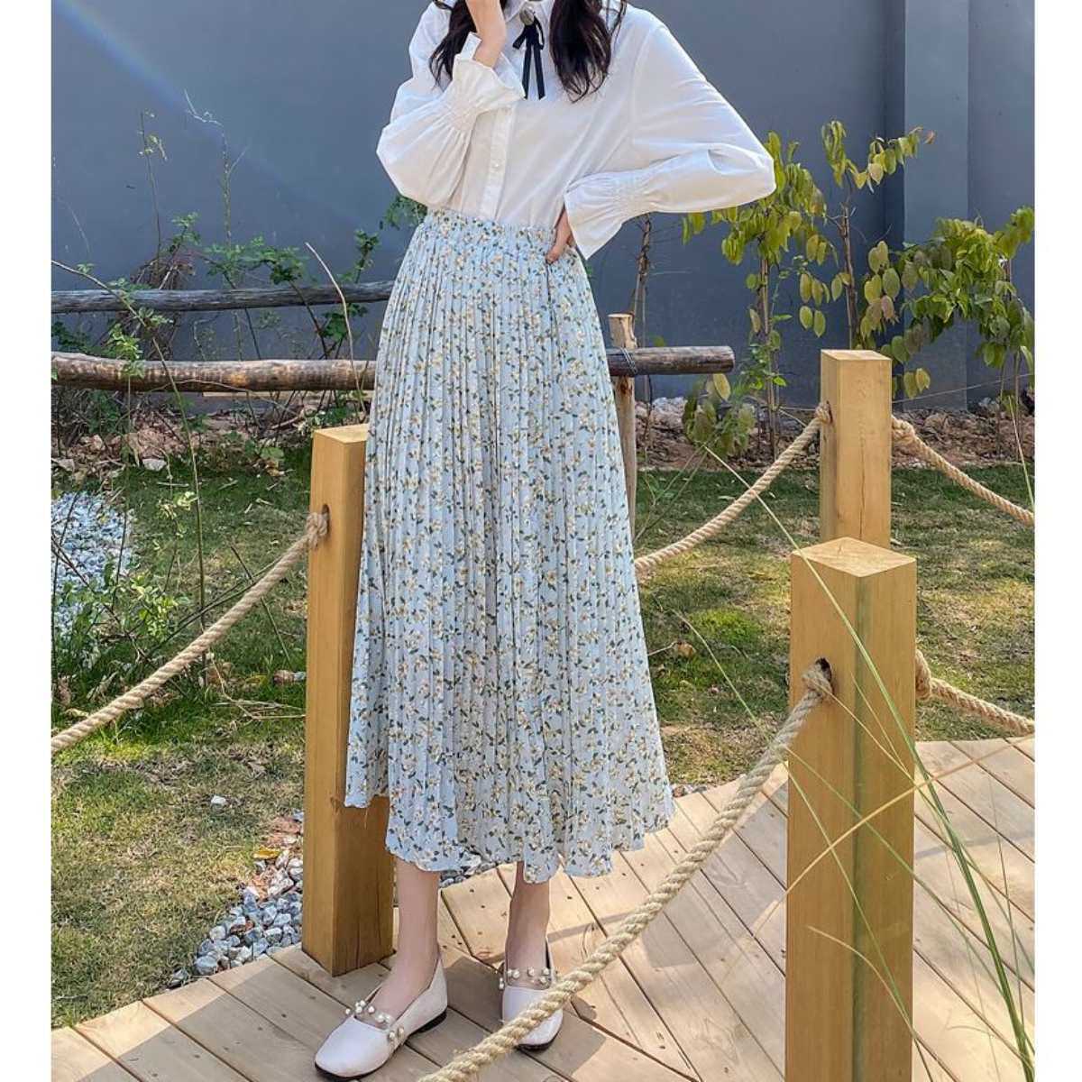 Skirt/小花柄プリーツスカート ST/No.27325