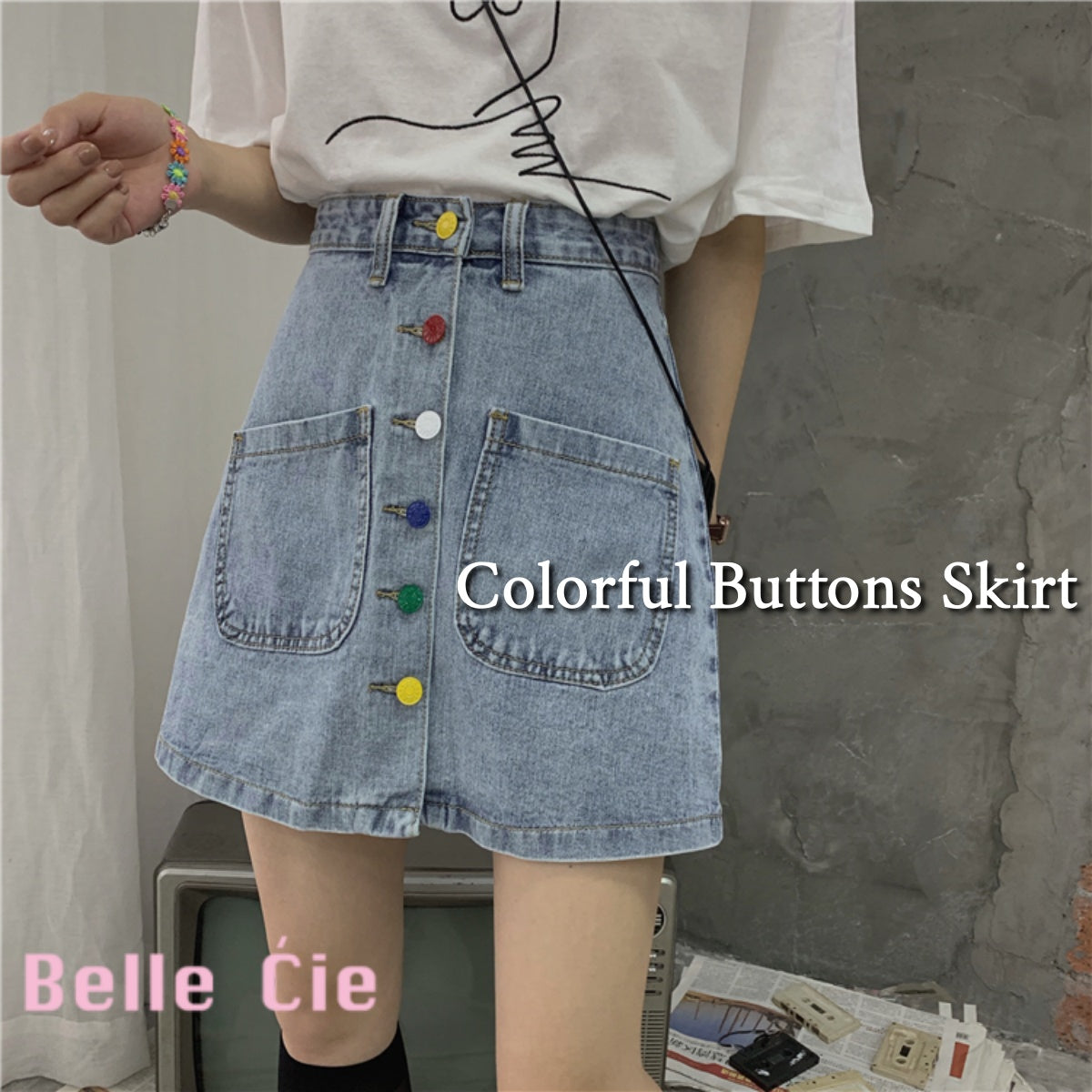 Skirt/カラフルボタンスカート ST/No.27159