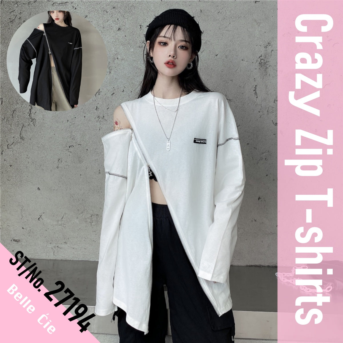 T-shirts/クレイジージップTシャツ ST/No.27194