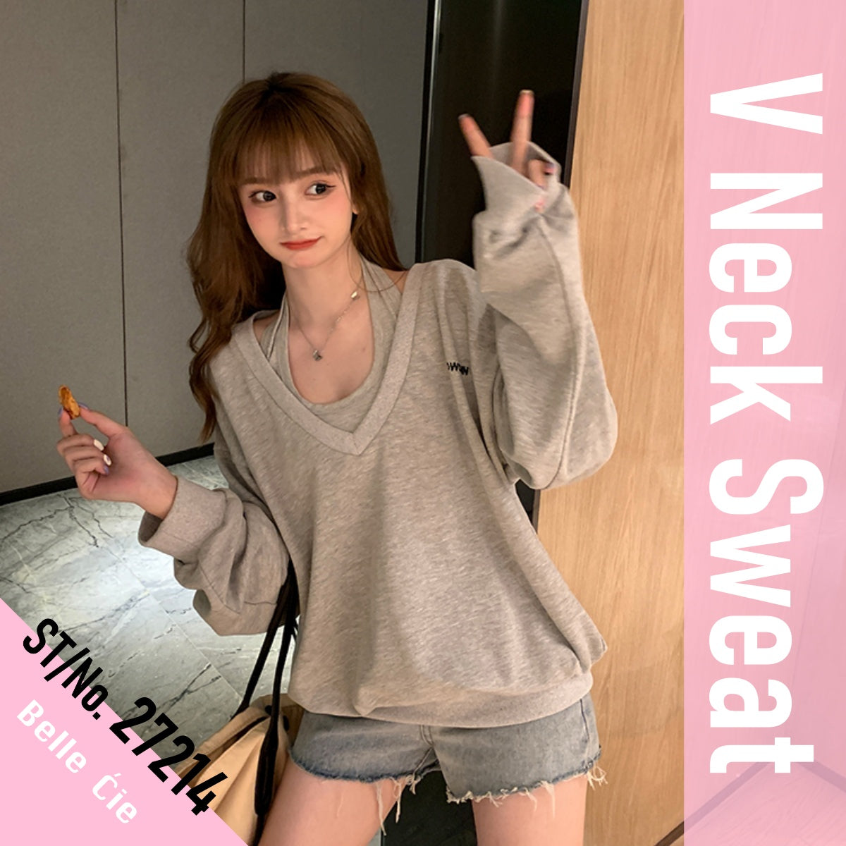 Sweat/ ざっくりVネックスウェットトップス ST/No.27214