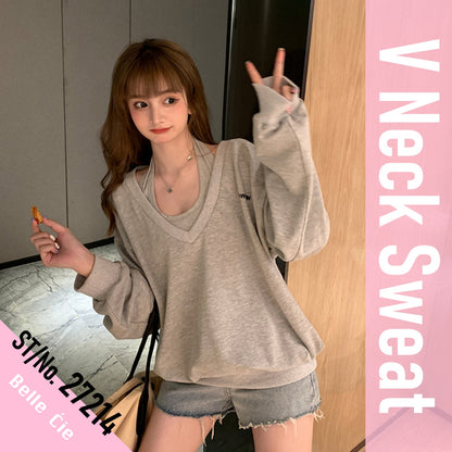 Sweat/ ざっくりVネックスウェットトップス ST/No.27214