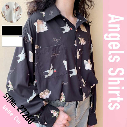 Tops/ エンジェル サテンシャツ 長袖 ST/No.27260