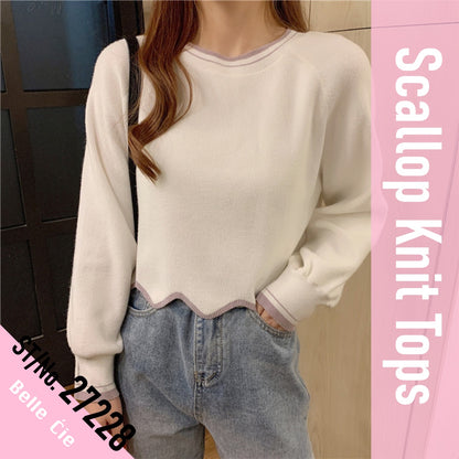 Tops/ スカラップニットトップス ST/No.27228